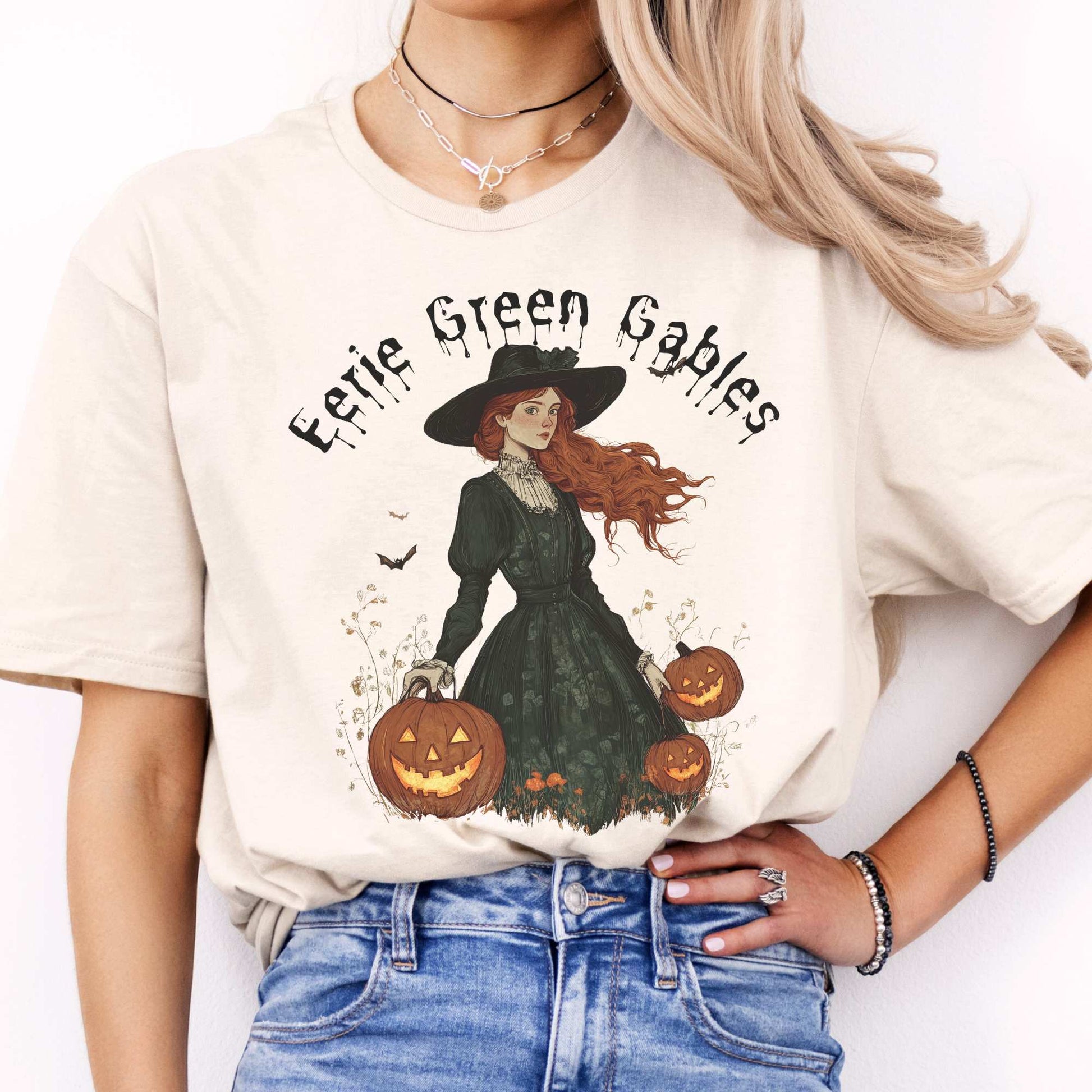 Eerie Green Gables Halloween Shirt Natural / S T-Shirt The Mystic Eden Bookish Book Lovers
