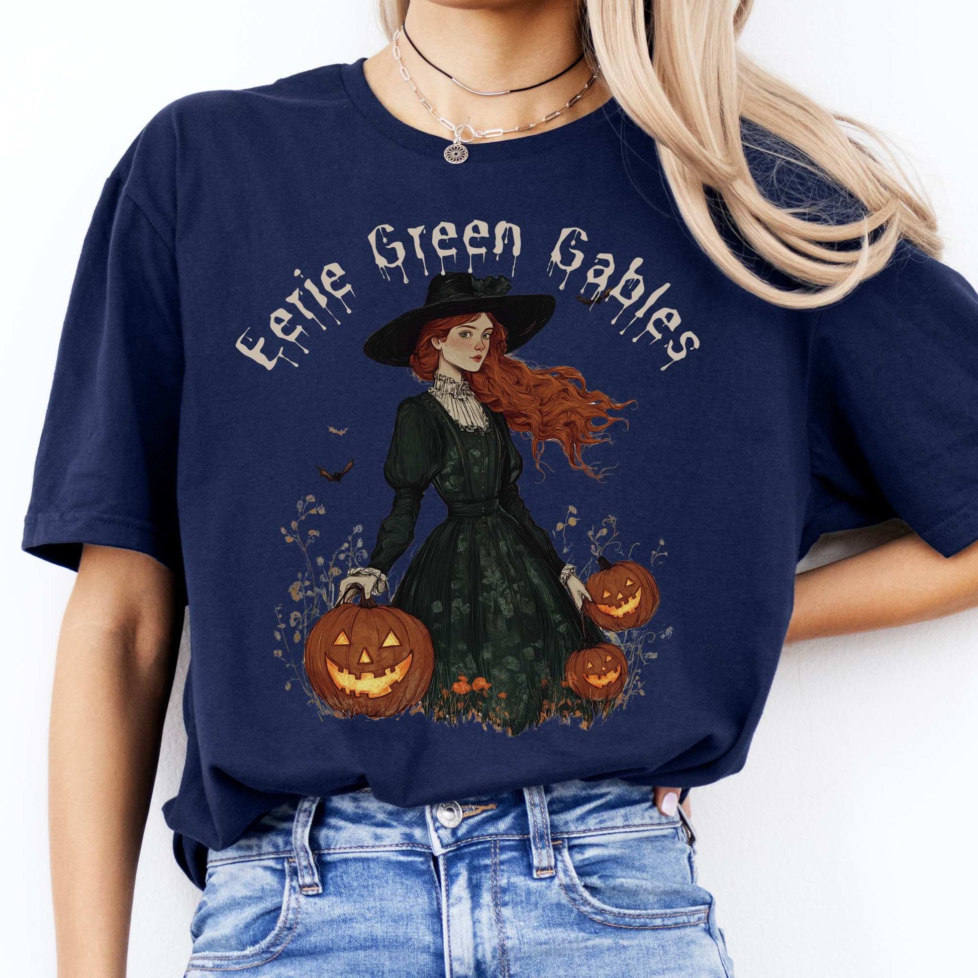 Eerie Green Gables Halloween Shirt Navy / S T-Shirt The Mystic Eden Bookish Book Lovers