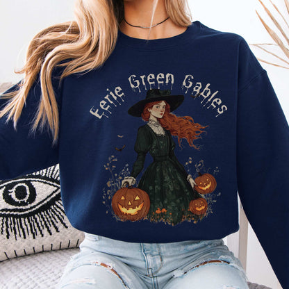 Eerie Green Gables Halloween Sweatshirt Navy / S Sweatshirt The Mystic Eden Bookish Book Lovers