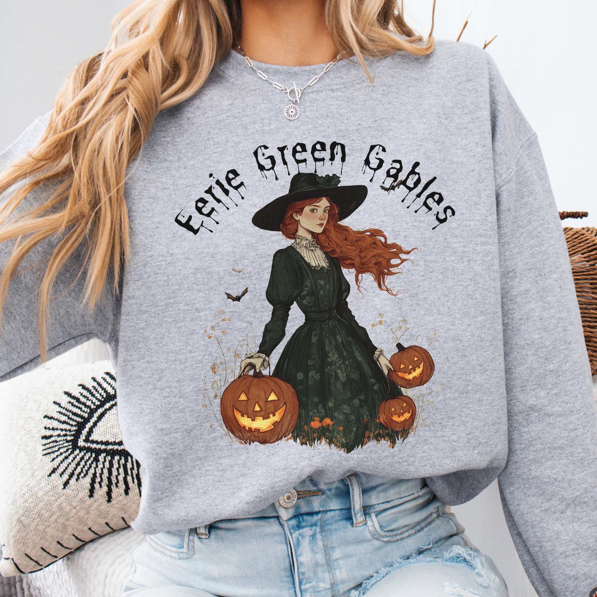 Eerie Green Gables Halloween Sweatshirt Sport Grey / S Sweatshirt The Mystic Eden Bookish Book Lovers