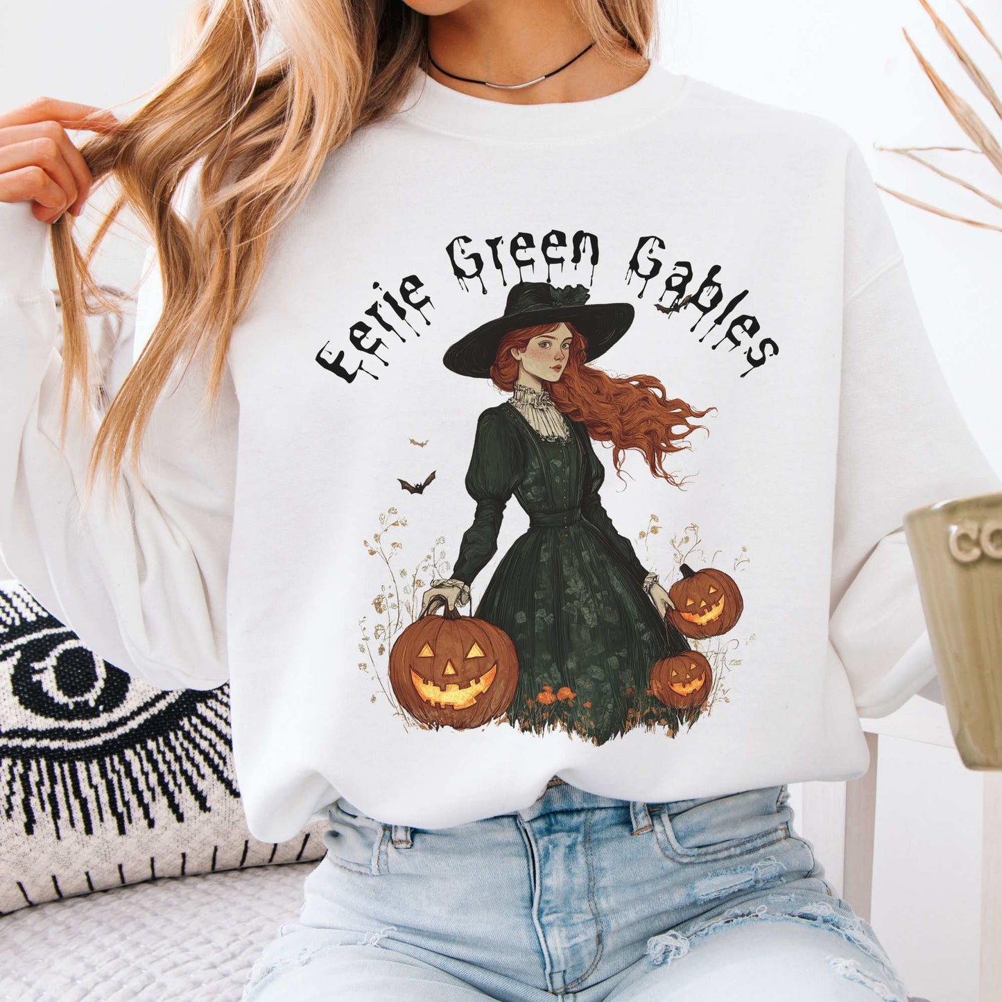 Eerie Green Gables Halloween Sweatshirt White / S Sweatshirt The Mystic Eden Bookish Book Lovers