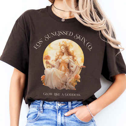 Eos' Sunkissed Skin Co. T-Shirt – Glow Like a Goddess Dark Chocolate / S T-Shirt The Mystic Eden Bookish Book Lovers