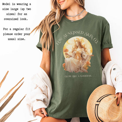Eos' Sunkissed Skin Co. T-Shirt – Glow Like a Goddess T-Shirt The Mystic Eden Bookish Book Lovers