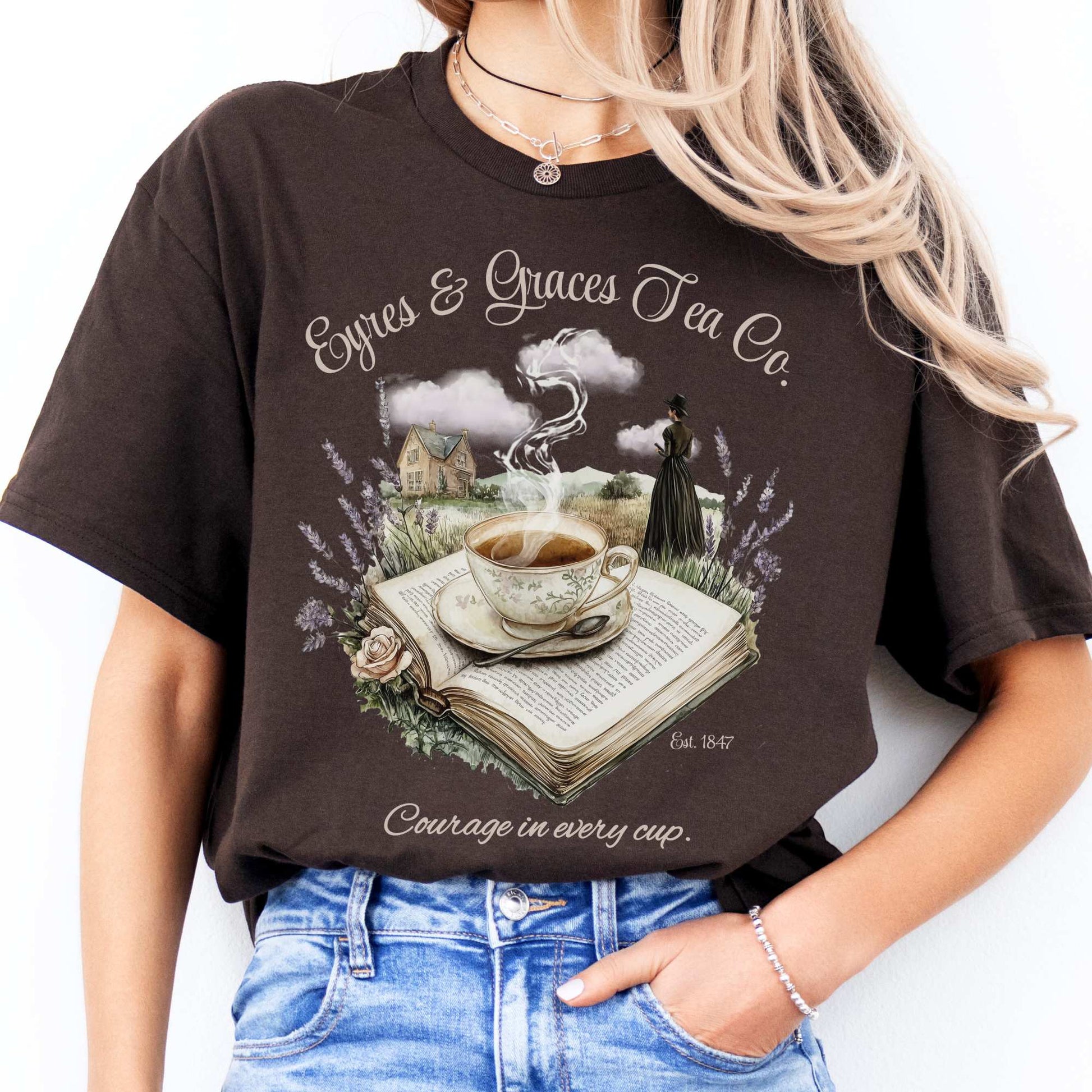 Eyres & Graces Tea Co Jane Eyre Shirt Dark Chocolate / S T-Shirt The Mystic Eden Bookish Book Lovers