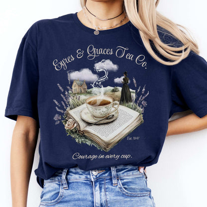 Eyres & Graces Tea Co Jane Eyre Shirt Navy / S T-Shirt The Mystic Eden Bookish Book Lovers