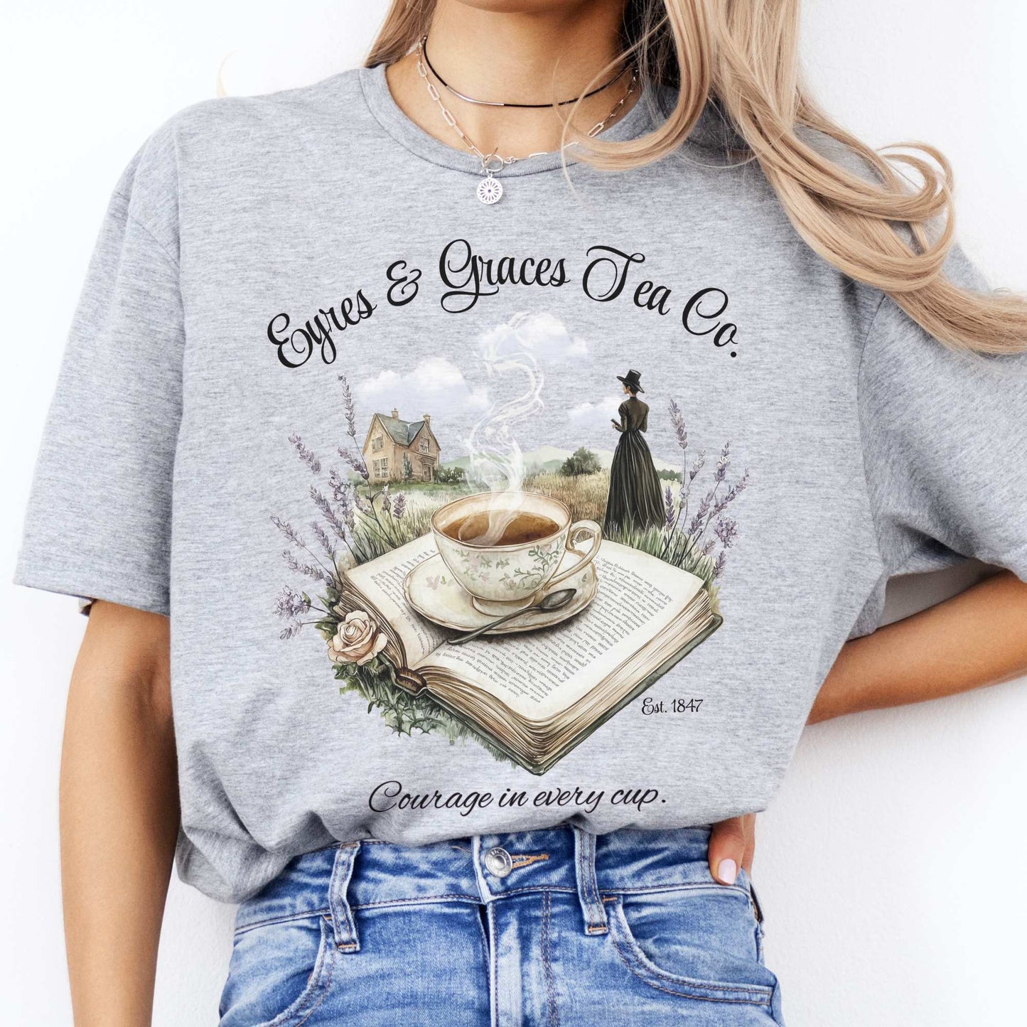 Eyres & Graces Tea Co Jane Eyre Shirt Sport Grey / S T-Shirt The Mystic Eden Bookish Book Lovers