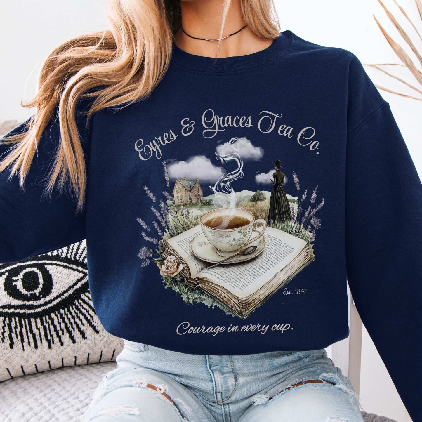 Eyres & Graces Tea Co. Sweatshirt Navy / S Sweatshirt The Mystic Eden Bookish Book Lovers