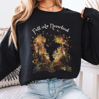 Fall into Neverland Peter Pan Sweatshirt Black / S Sweatshirt The Mystic Eden Bookish Book Lovers