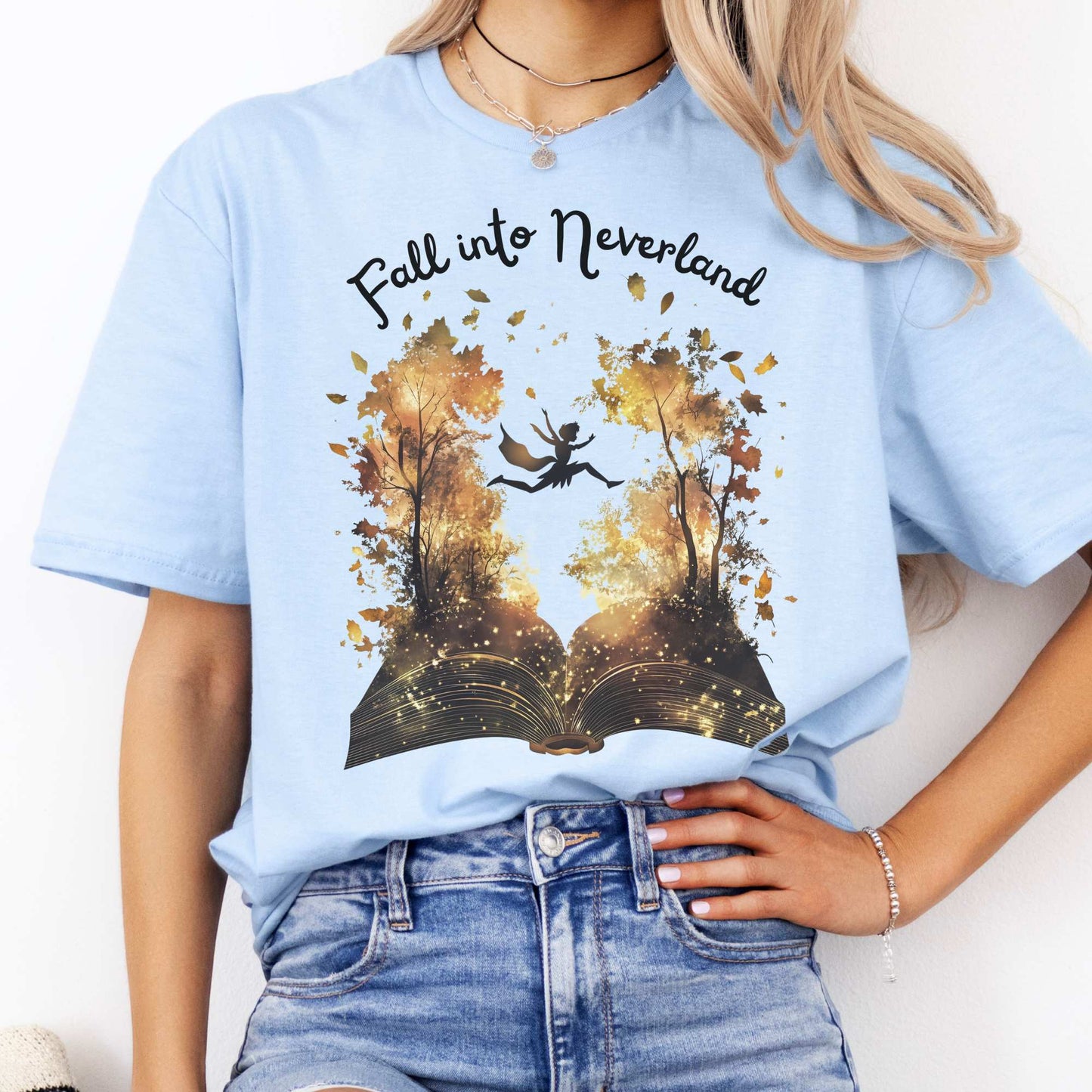 Fall into Neverland Tee Light Blue / S T-Shirt The Mystic Eden Bookish Book Lovers
