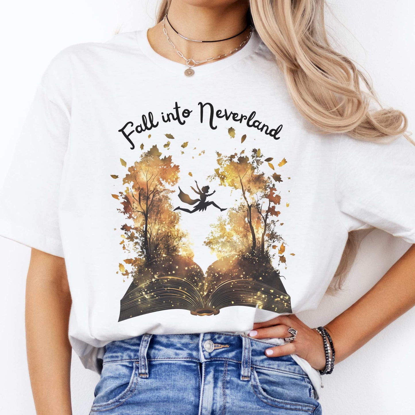 Fall into Neverland Tee White / S T-Shirt The Mystic Eden Bookish Book Lovers