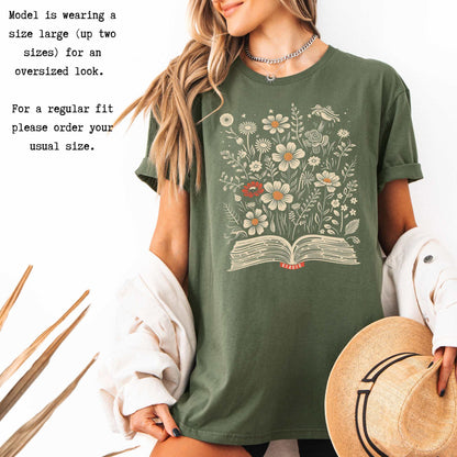 Floral Book Reader Tee T-Shirt The Mystic Eden Bookish Book Lovers