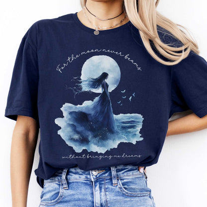 For the moon beams Without Bringing Me Dreams Annabel Lee Edgar Allan Poe Shirt Navy / S T-Shirt The Mystic Eden Bookish Book Lovers