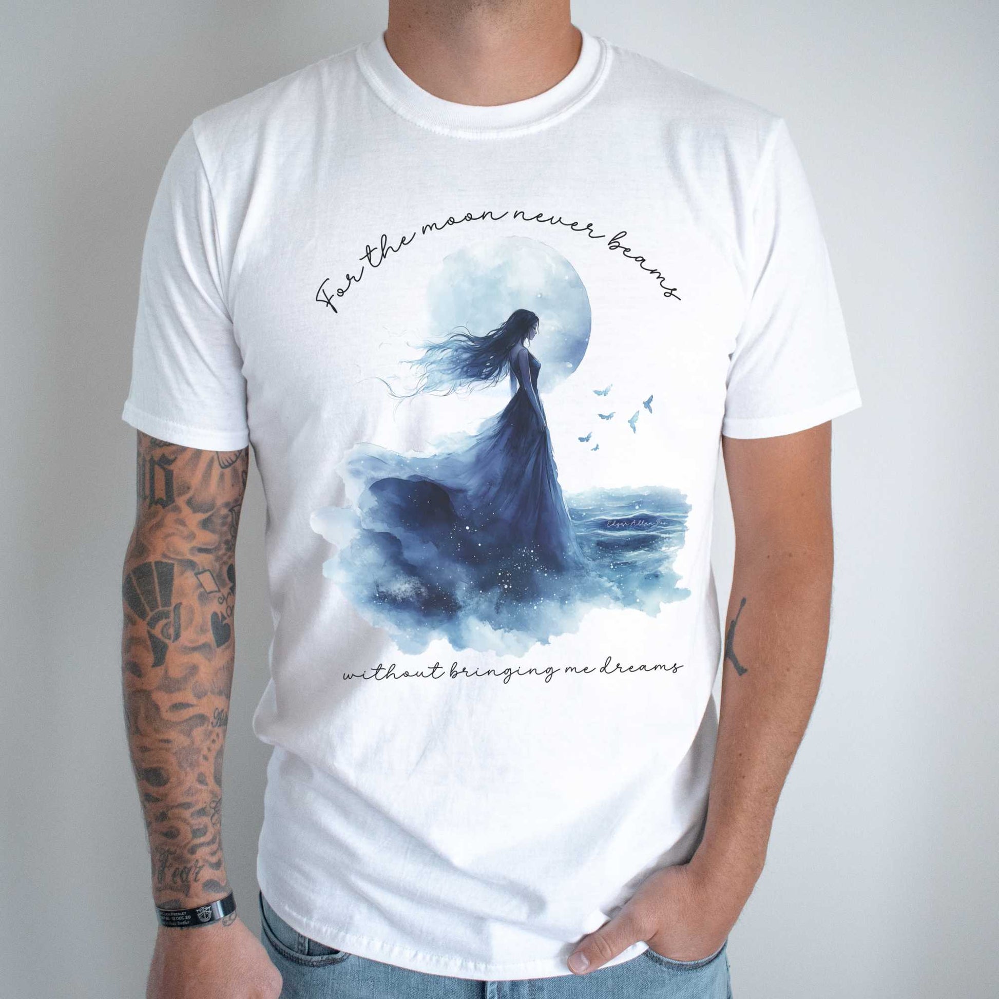 For the moon beams Without Bringing Me Dreams Annabel Lee Edgar Allan Poe Shirt T-Shirt The Mystic Eden Bookish Book Lovers