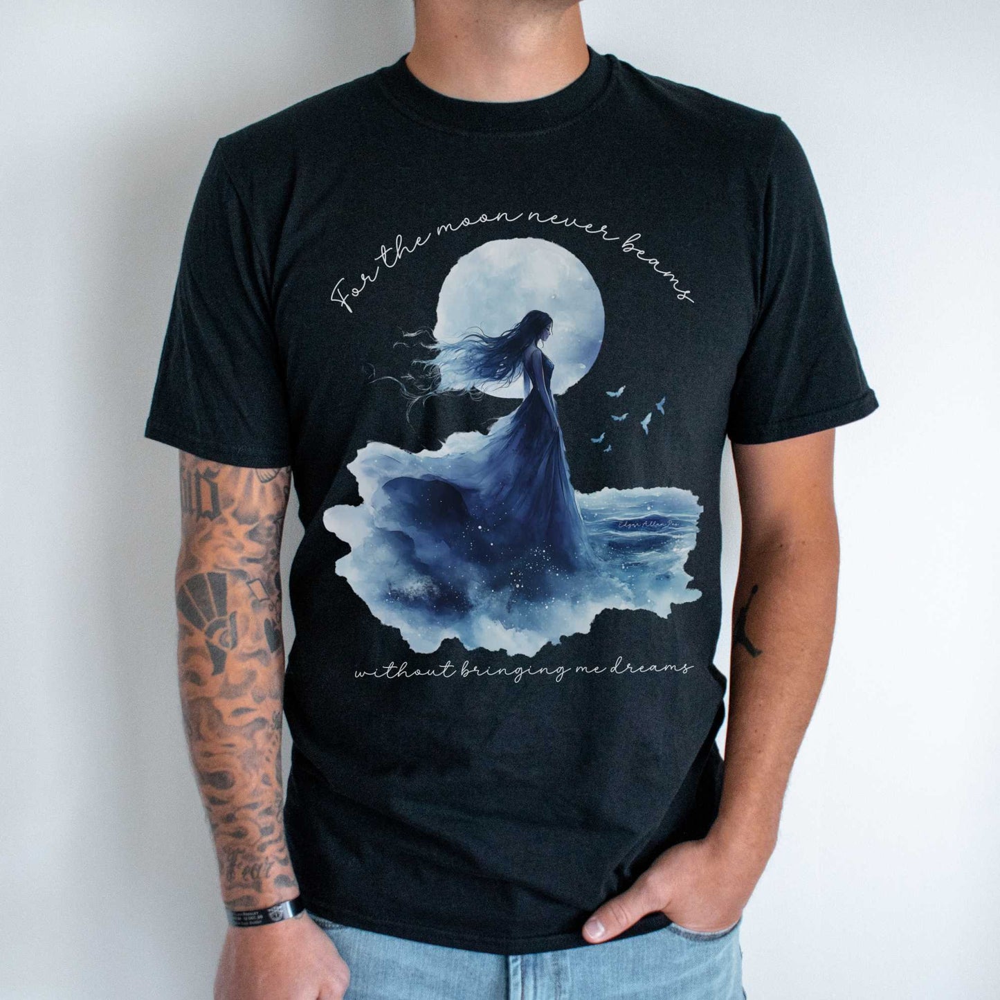 For the moon beams Without Bringing Me Dreams Annabel Lee Edgar Allan Poe Shirt T-Shirt The Mystic Eden Bookish Book Lovers