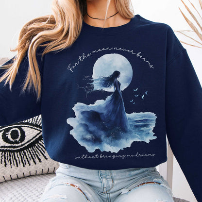For the Moon Never Beams Without Bringing Me Dreams Annabel Lee Edgar Allan Poe Sweatshirt Navy / S Sweatshirt The Mystic Eden Bookish Book Lovers