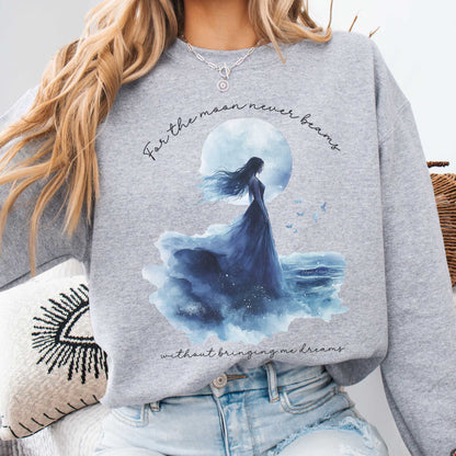 For the Moon Never Beams Without Bringing Me Dreams Annabel Lee Edgar Allan Poe Sweatshirt Sport Grey / S Sweatshirt The Mystic Eden Bookish Book Lovers