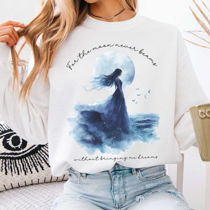 For the Moon Never Beams Without Bringing Me Dreams Annabel Lee Edgar Allan Poe Sweatshirt White / S Sweatshirt The Mystic Eden Bookish Book Lovers