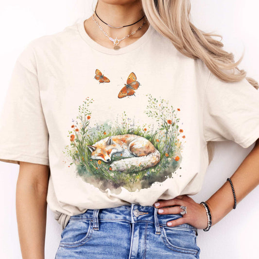 Fox cottagecore shirt Natural / S T-Shirt The Mystic Eden Bookish Book Lovers