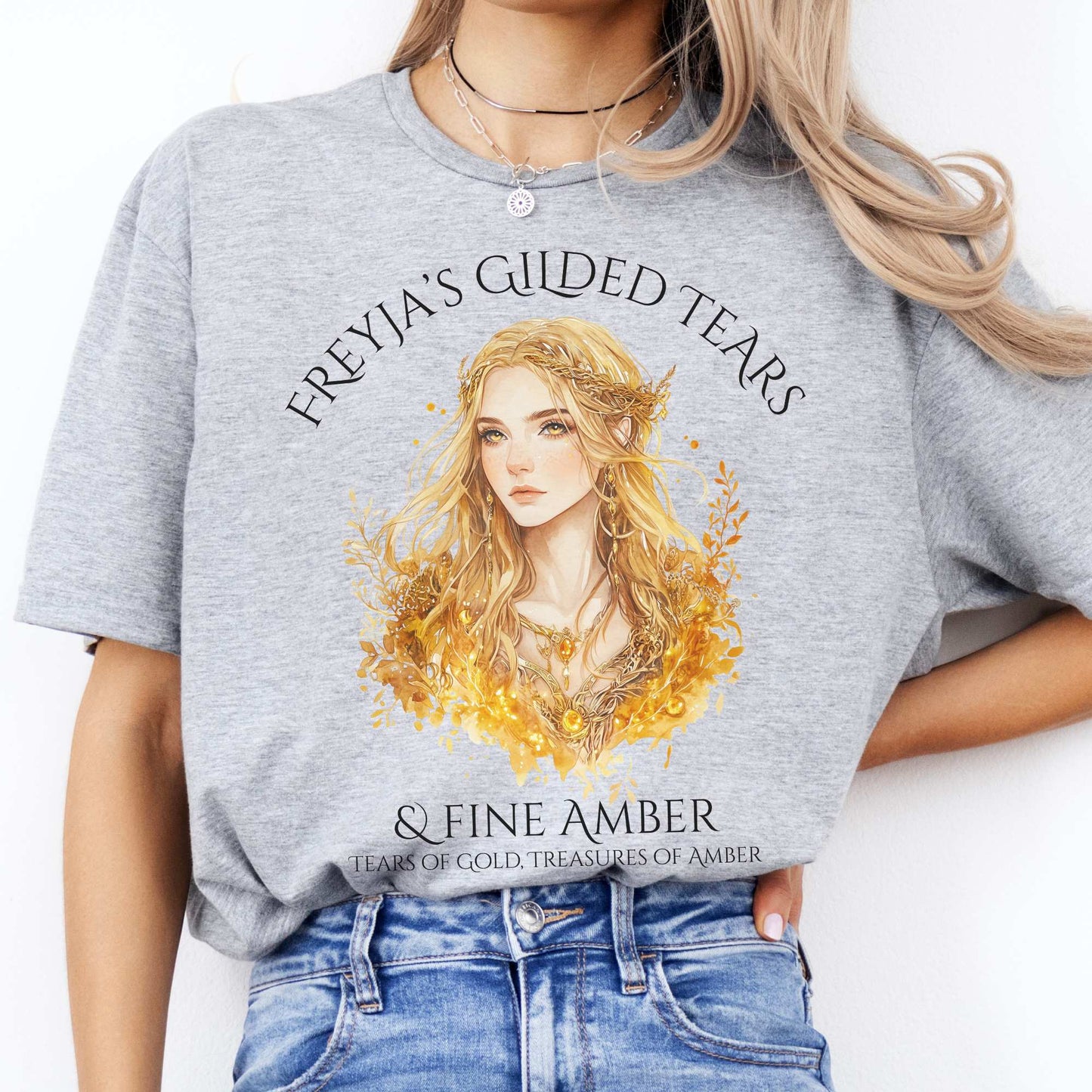 Freyja's Gilded Tears & Fine Amber Goddess Shirt Sport Grey / S T-Shirt The Mystic Eden Bookish Book Lovers
