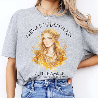 Freyja's Gilded Tears & Fine Amber Goddess Shirt Sport Grey / S T-Shirt The Mystic Eden Bookish Book Lovers