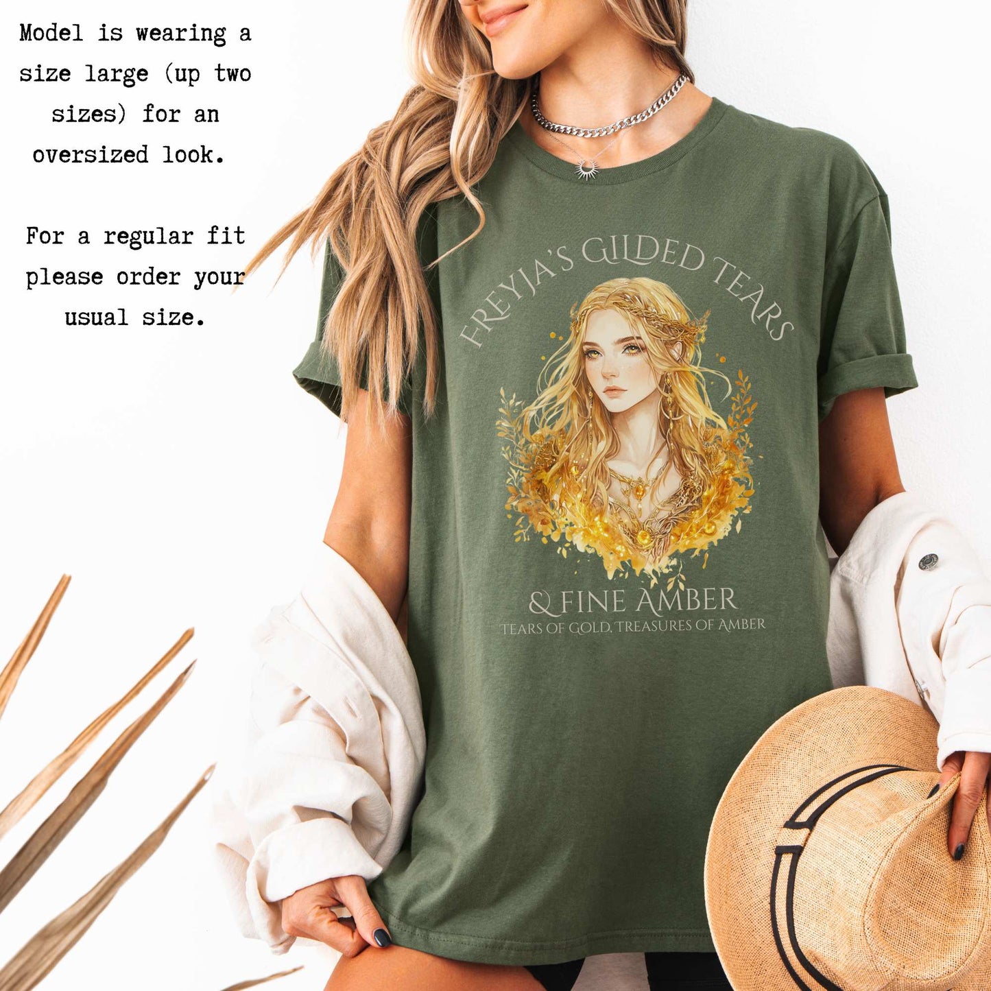 Freyja's Gilded Tears & Fine Amber Goddess Shirt T-Shirt The Mystic Eden Bookish Book Lovers
