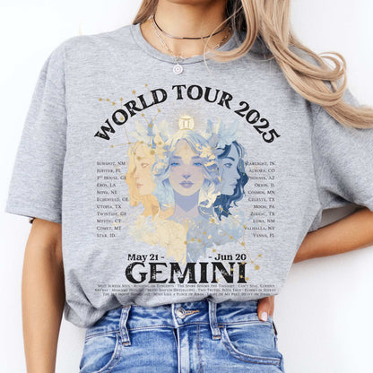 Gemini Concert T-Shirt - Zodiac World Tour 2025 Shirt Sport Grey / S T-Shirt The Mystic Eden Bookish Book Lovers