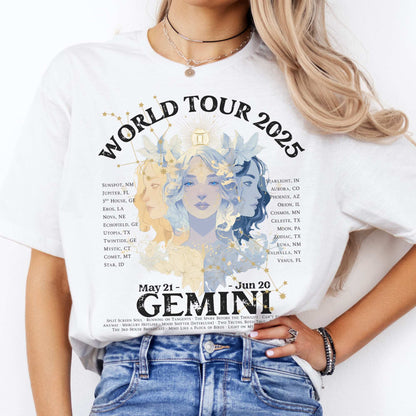 Gemini Concert T-Shirt - Zodiac World Tour 2025 Shirt White / S T-Shirt The Mystic Eden Bookish Book Lovers