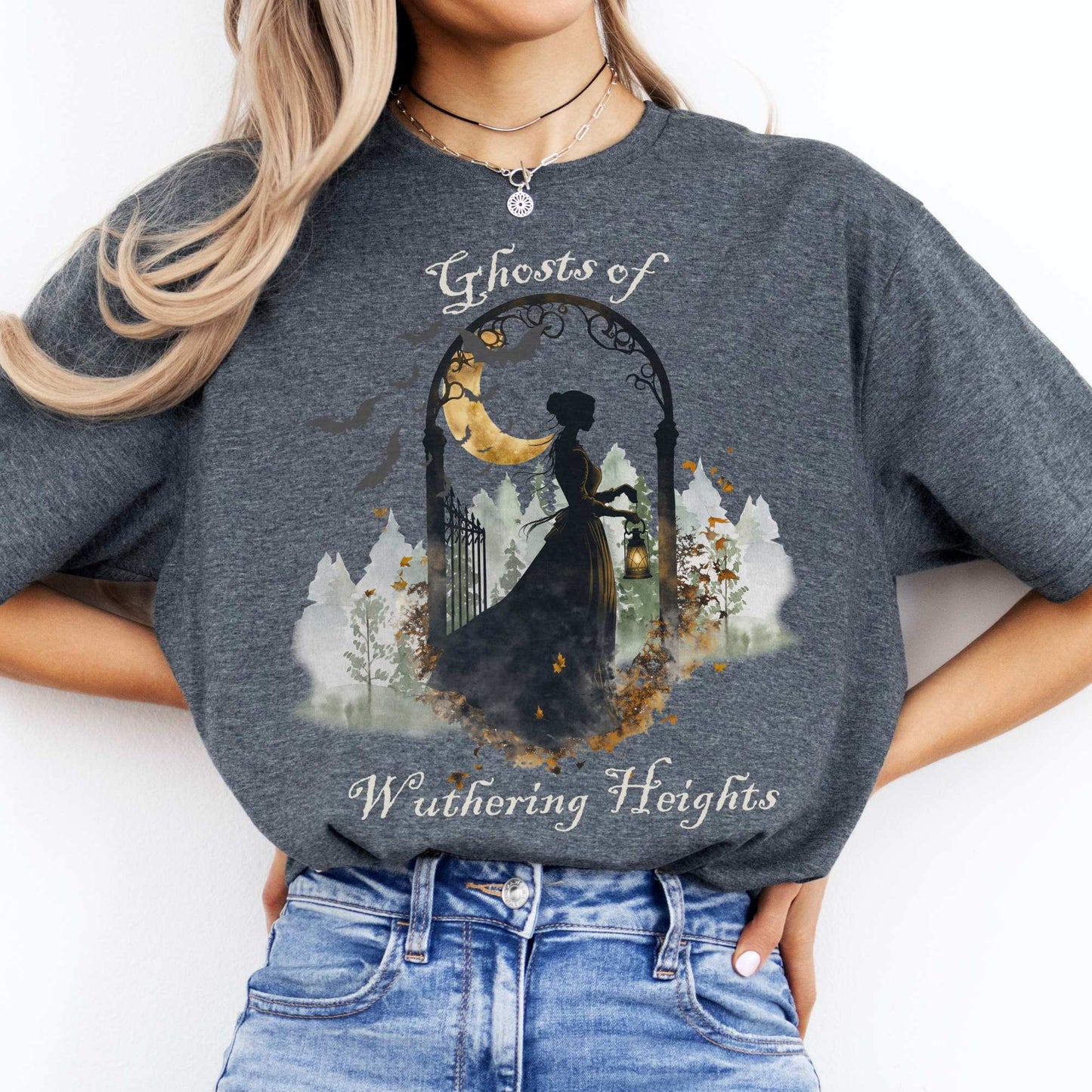 Ghosts of Wuthering Heights Halloween Shirt Dark Heather / S T-Shirt The Mystic Eden Bookish Book Lovers