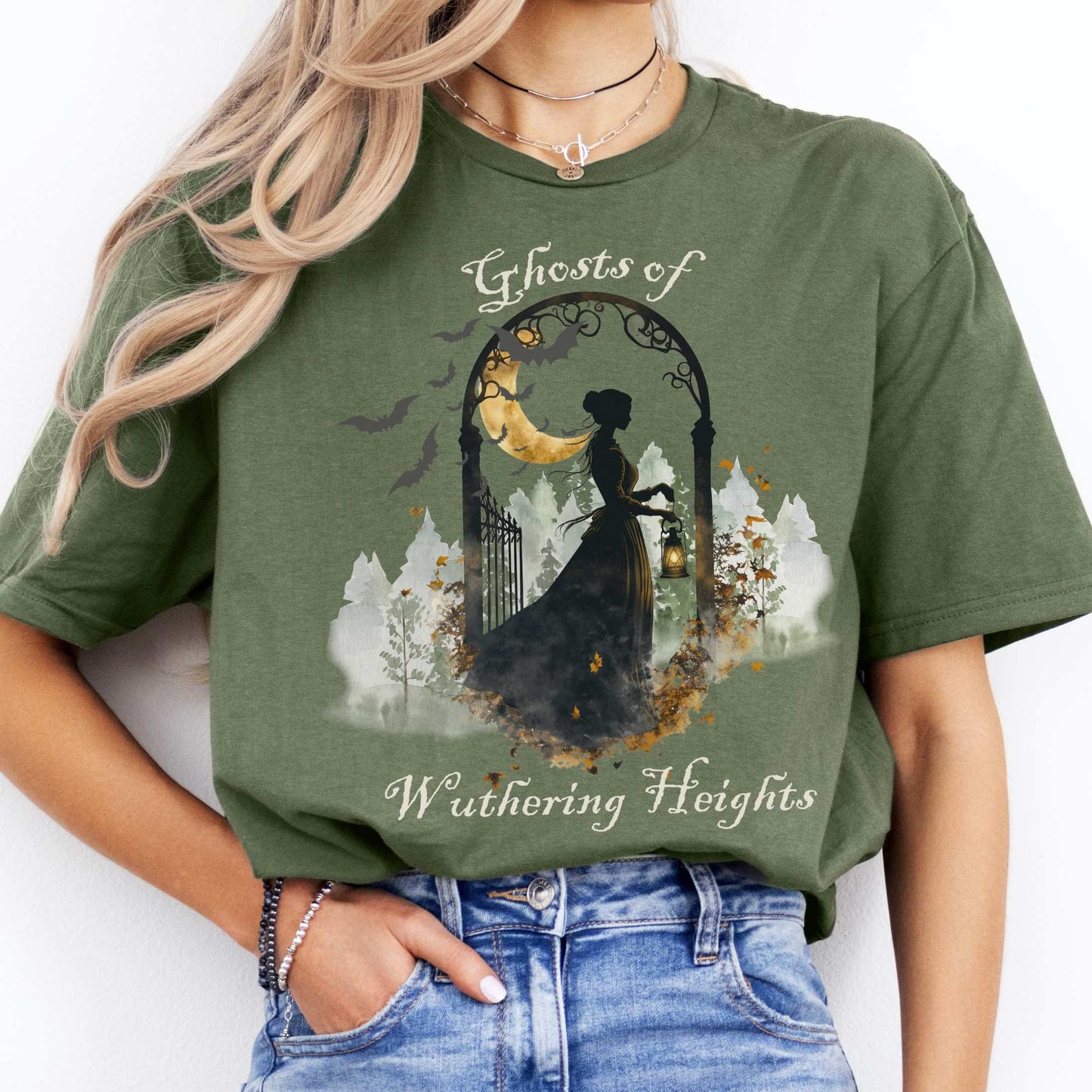 Ghosts of Wuthering Heights Halloween Shirt Military Green / S T-Shirt The Mystic Eden Bookish Book Lovers