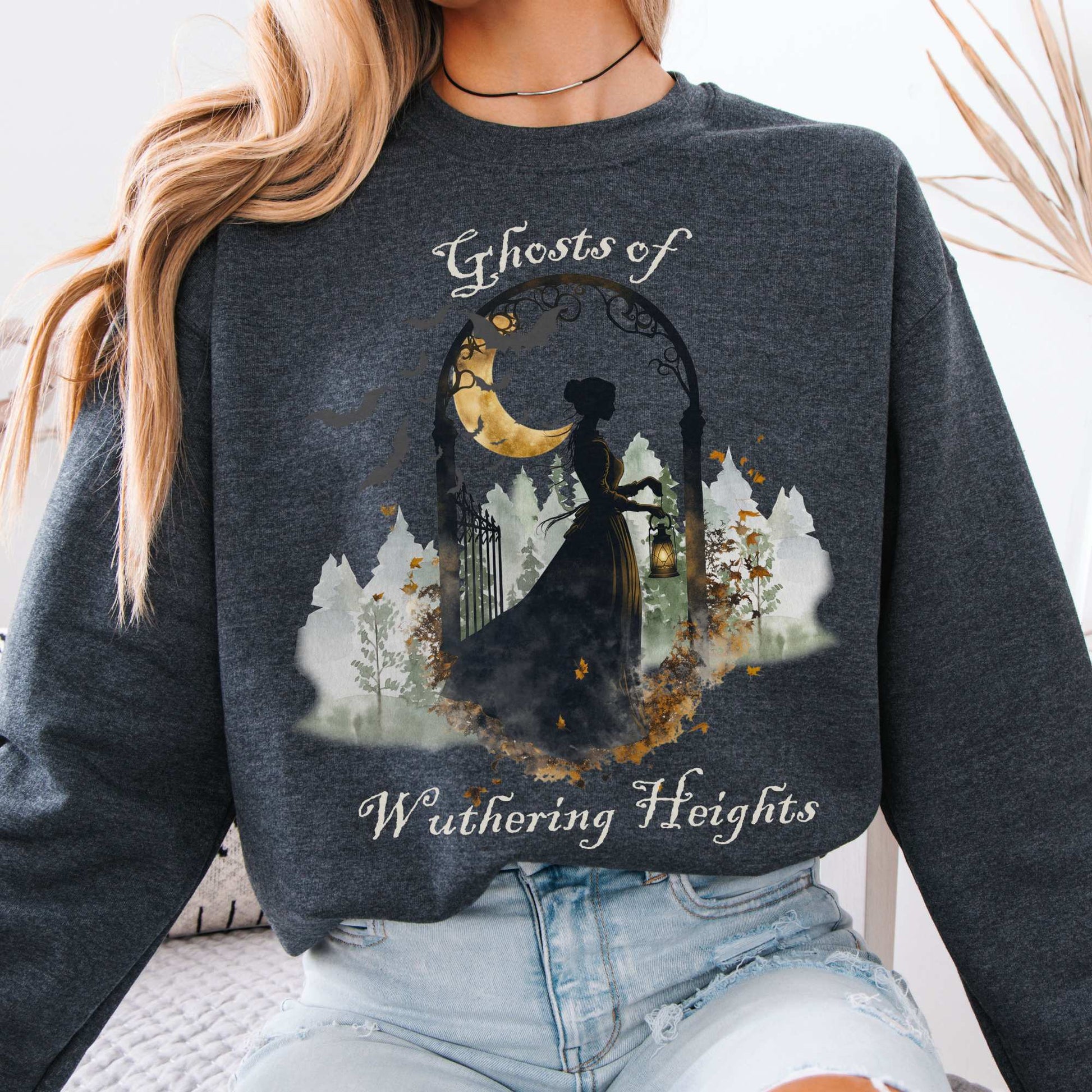 Ghosts of Wuthering Heights Halloween Sweatshirt Dark Heather / S Sweatshirt The Mystic Eden Bookish Book Lovers