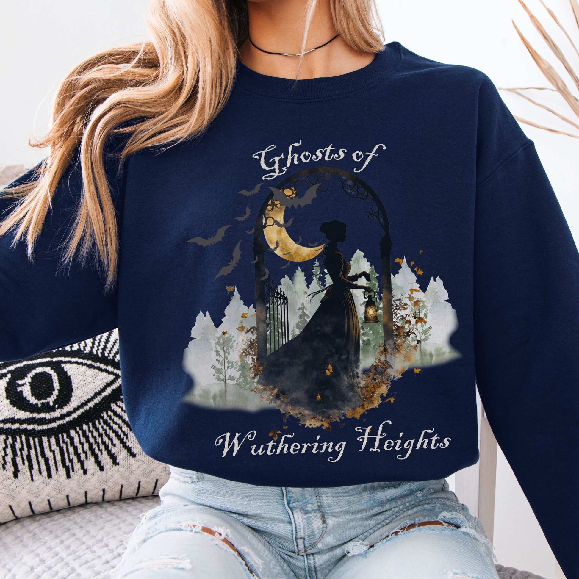 Ghosts of Wuthering Heights Halloween Sweatshirt Navy / S Sweatshirt The Mystic Eden Bookish Book Lovers