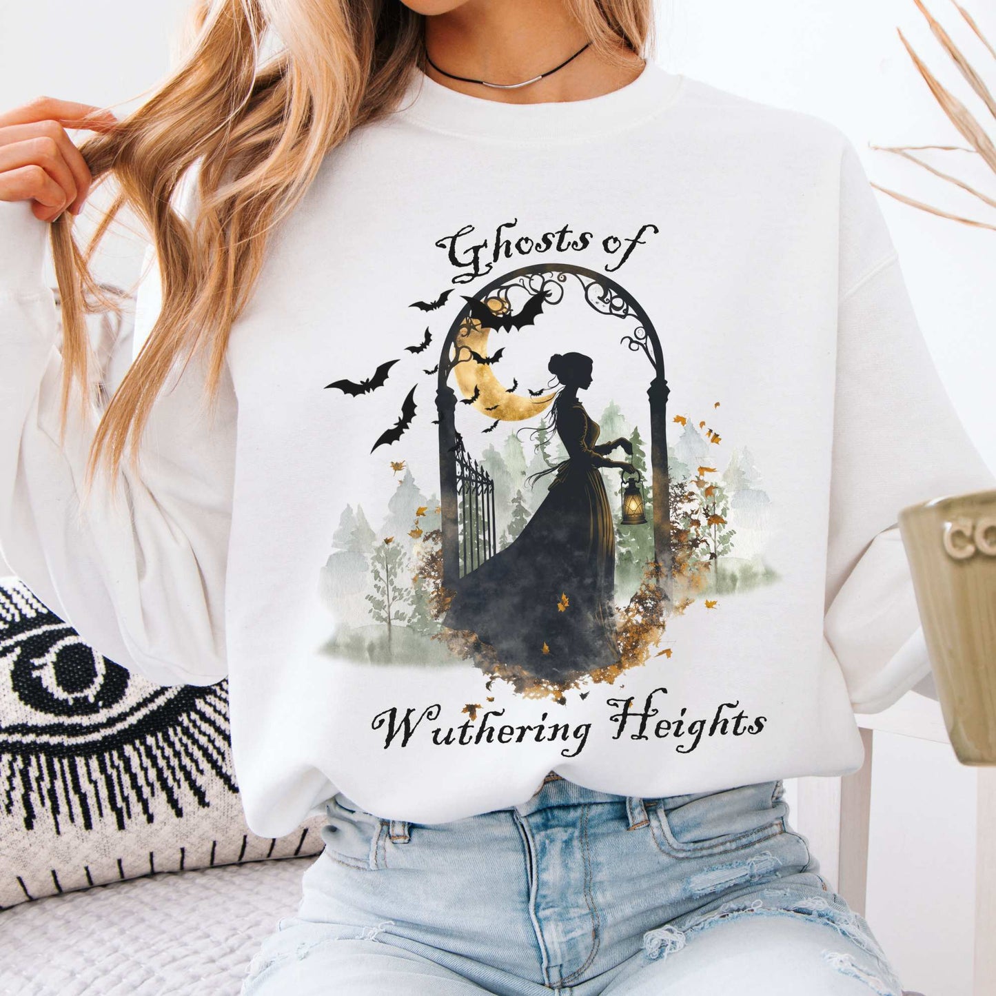Ghosts of Wuthering Heights Halloween Sweatshirt White / S Sweatshirt The Mystic Eden Bookish Book Lovers