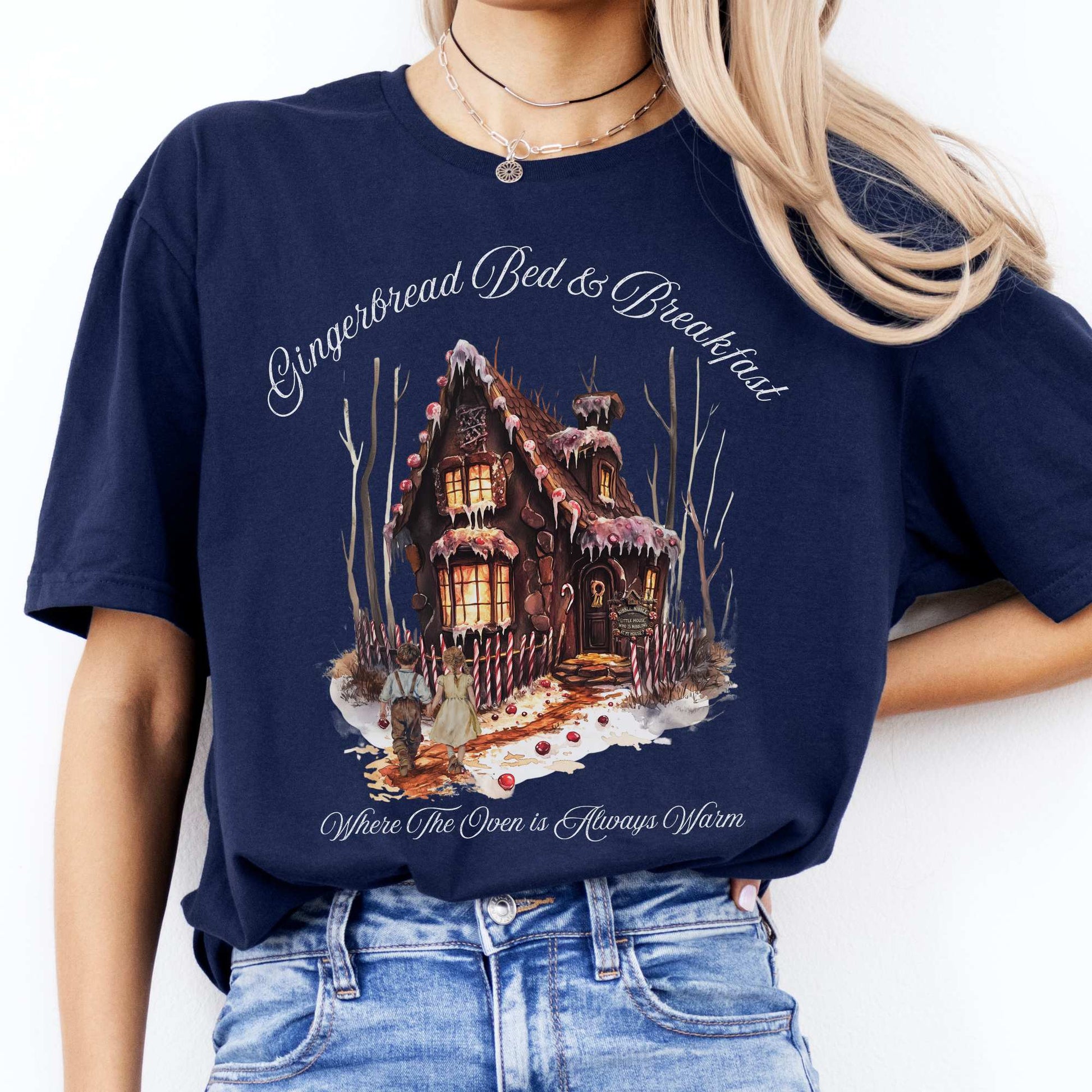 Gingerbread Bed & Breakfast Fairytale Shirt Halloween Shirt Navy / S T-Shirt The Mystic Eden Bookish Book Lovers