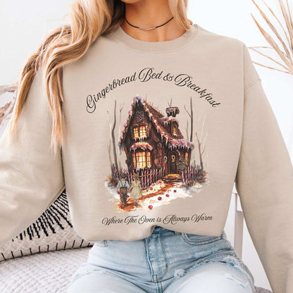 Gingerbread Bed & Breakfast Hansel and Gretel Fairytale Sweatshirt Sand / S Sweatshirt The Mystic Eden Bookish Book Lovers