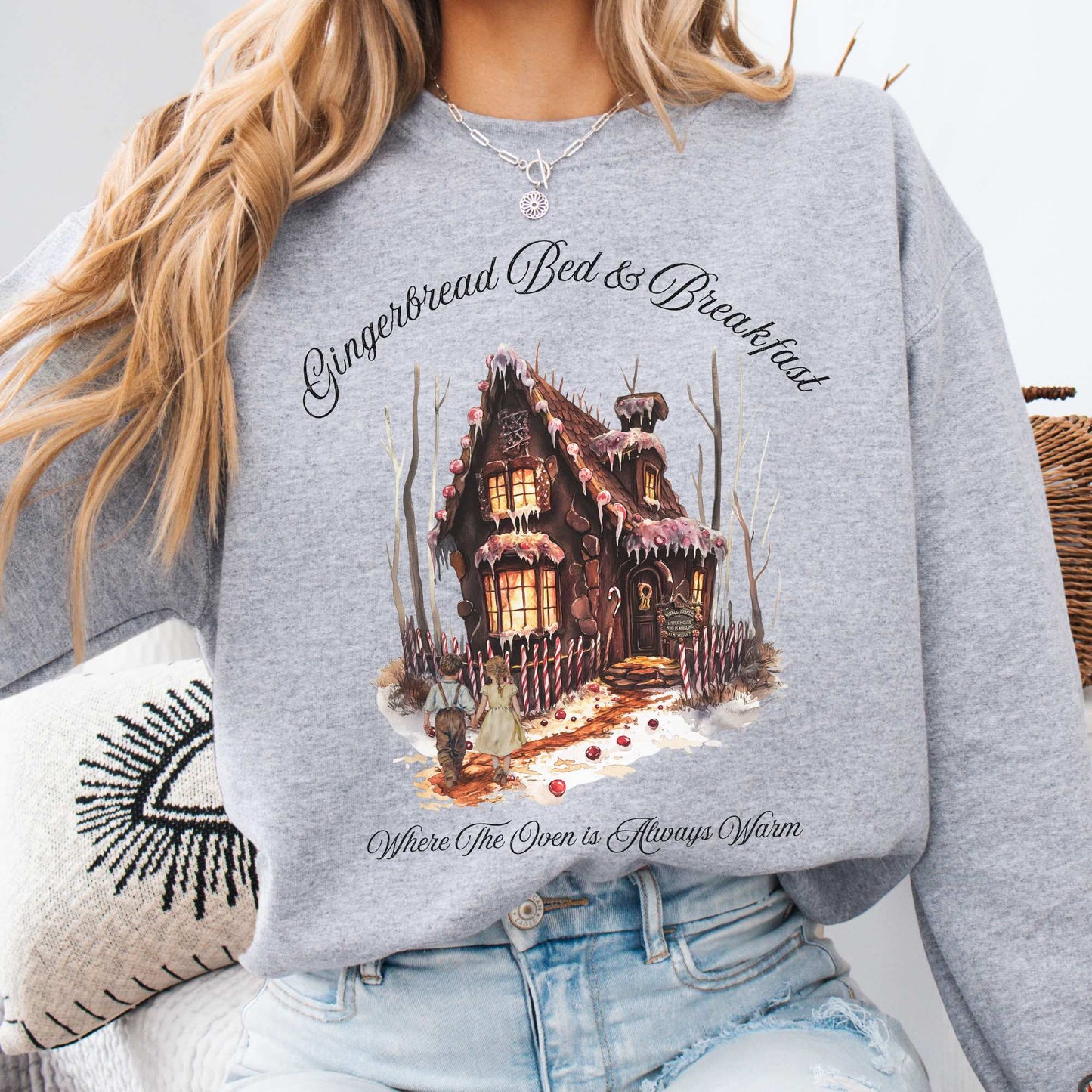 Gingerbread Bed & Breakfast Hansel and Gretel Fairytale Sweatshirt Sport Grey / S Sweatshirt The Mystic Eden Bookish Book Lovers