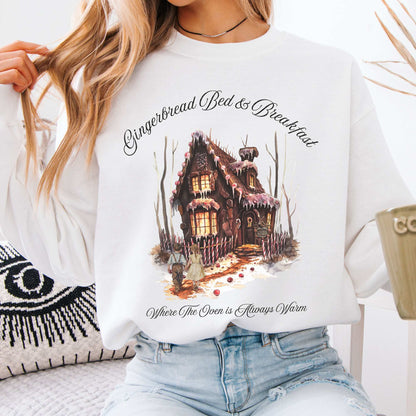 Gingerbread Bed & Breakfast Hansel and Gretel Fairytale Sweatshirt White / S Sweatshirt The Mystic Eden Bookish Book Lovers