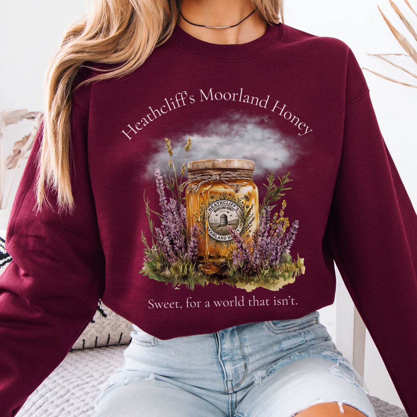 Heathcliff's Moorland Honey Sweatshirt Maroon / S Sweatshirt The Mystic Eden Bookish Book Lovers