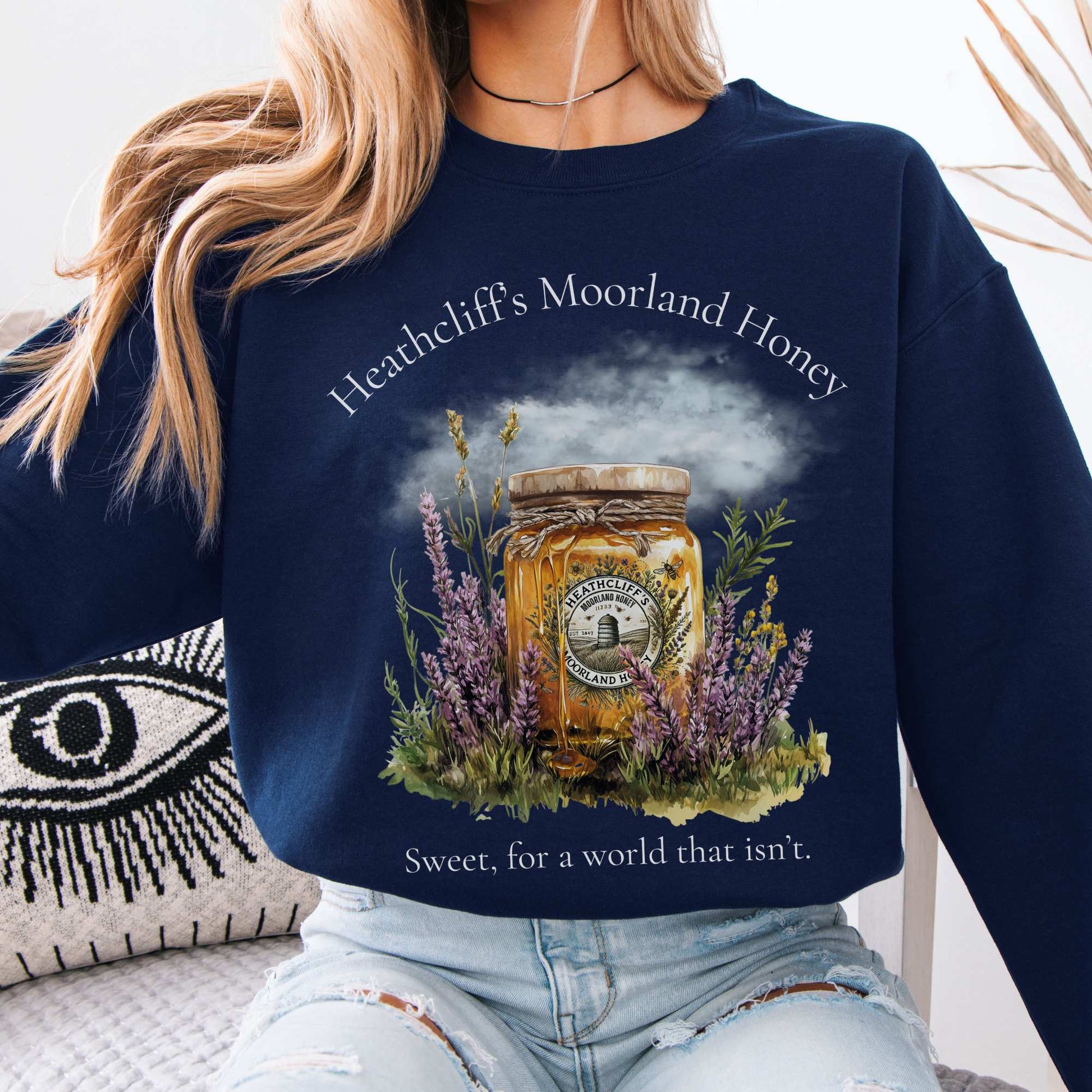 Heathcliff's Moorland Honey Sweatshirt Navy / S Sweatshirt The Mystic Eden Bookish Book Lovers