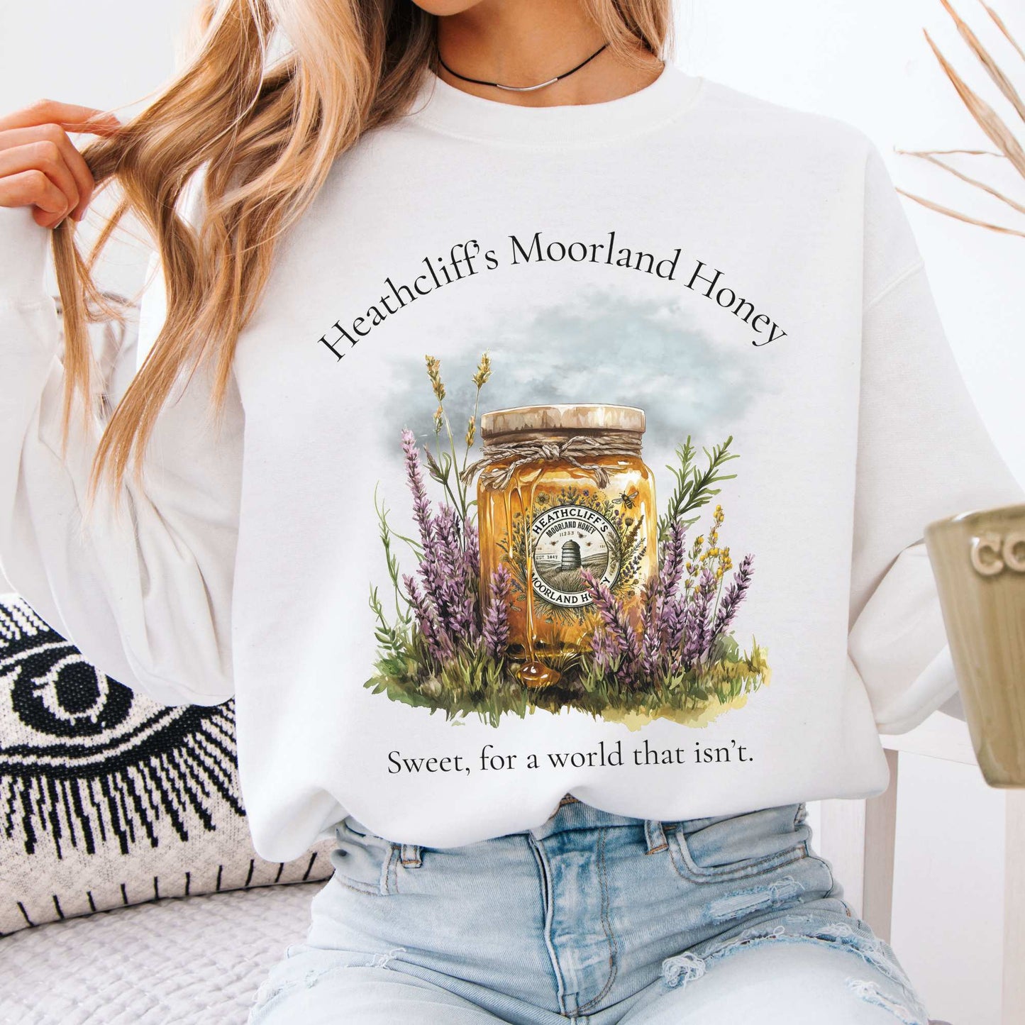 Heathcliff's Moorland Honey Sweatshirt White / S Sweatshirt The Mystic Eden Bookish Book Lovers