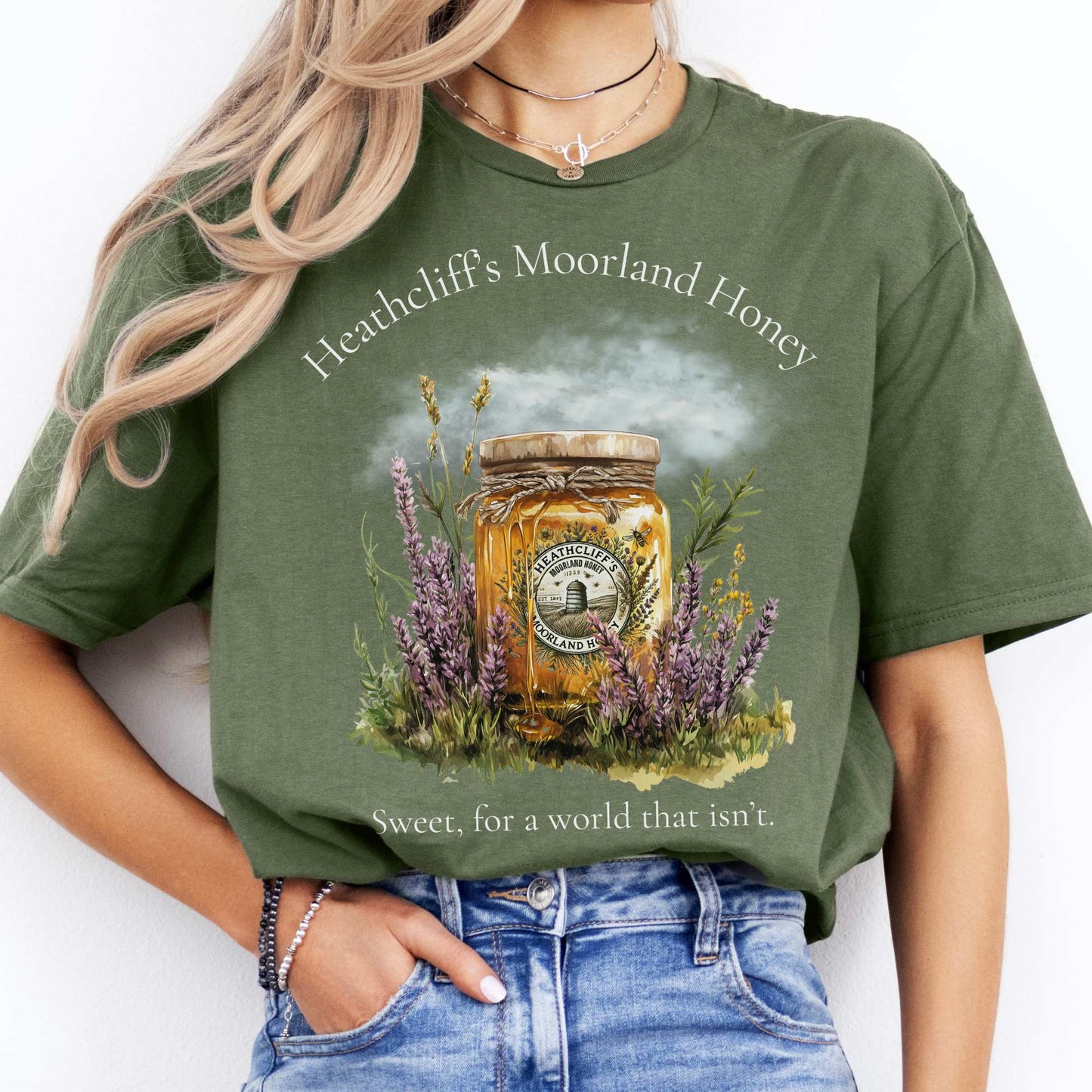 Heathcliff's Moorland Honey Tee Military Green / S T-Shirt The Mystic Eden Bookish Book Lovers