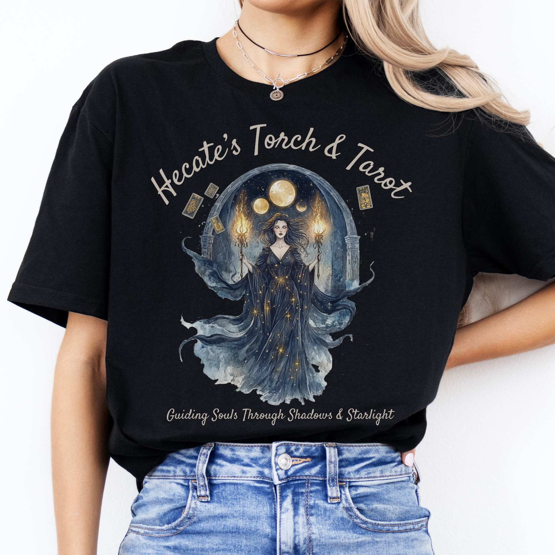 Hecate's Torch and Tarot Goddess Shirt Black / S T-Shirt The Mystic Eden Bookish Book Lovers