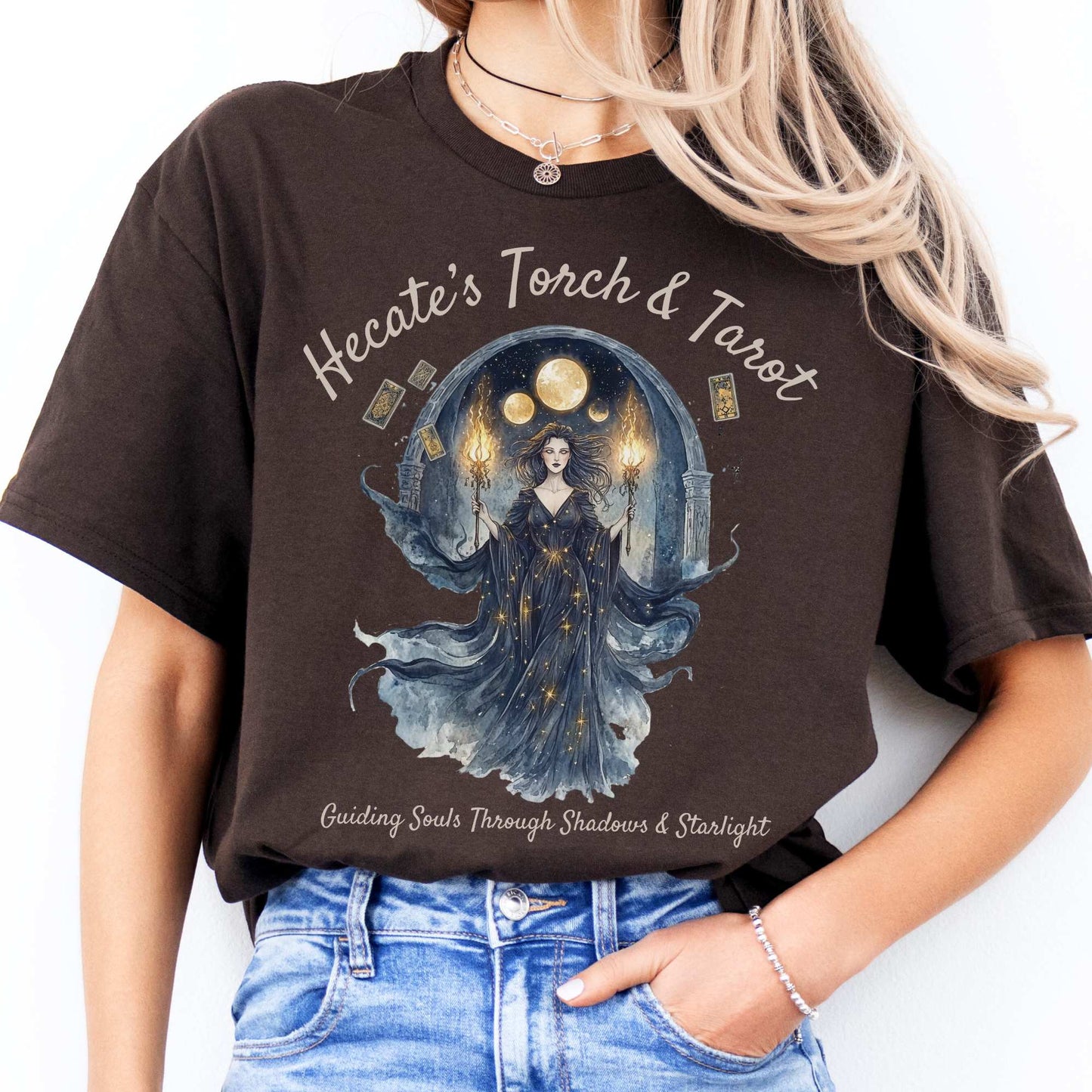Hecate's Torch and Tarot Goddess Shirt Dark Chocolate / S T-Shirt The Mystic Eden Bookish Book Lovers