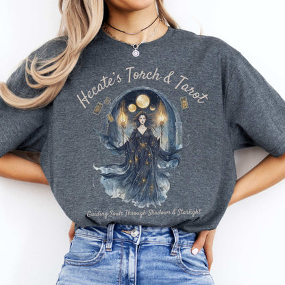 Hecate's Torch and Tarot Goddess Shirt Dark Heather / S T-Shirt The Mystic Eden Bookish Book Lovers