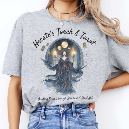 Hecate's Torch and Tarot Goddess Shirt Sport Grey / S T-Shirt The Mystic Eden Bookish Book Lovers