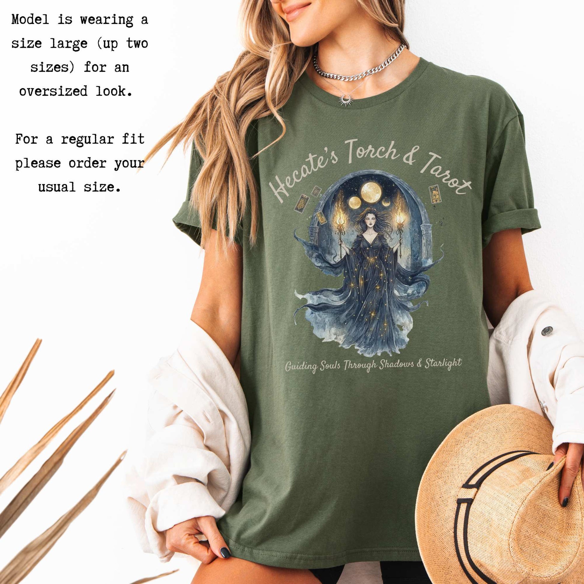 Hecate's Torch and Tarot Goddess Shirt T-Shirt The Mystic Eden Bookish Book Lovers