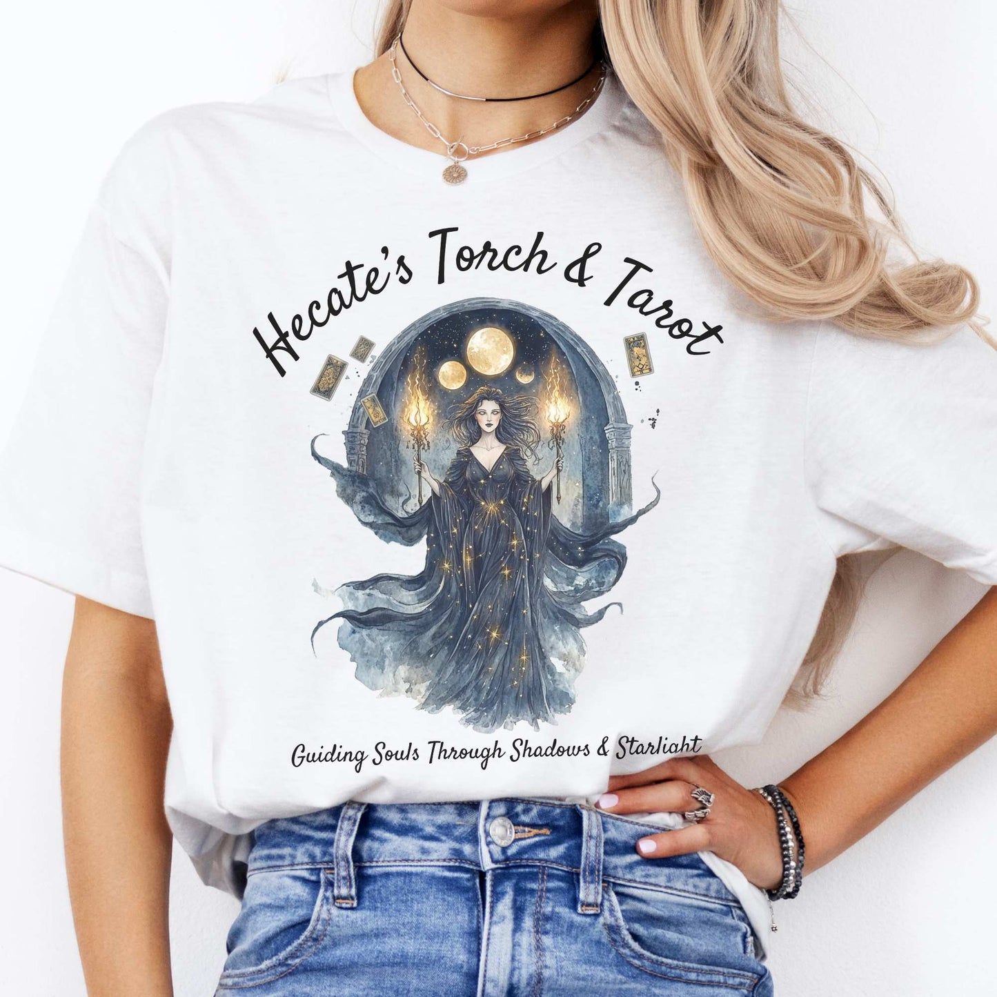 Hecate's Torch and Tarot Goddess Shirt White / S T-Shirt The Mystic Eden Bookish Book Lovers