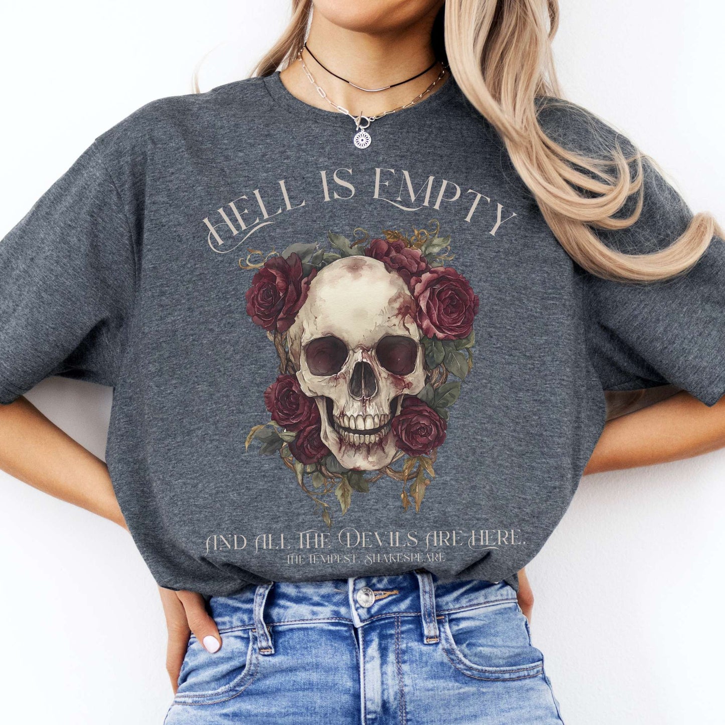 Hell Is Empty And All The Devils Are Here Shakespeare Shirt Dark Heather / S T-Shirt The Mystic Eden Bookish Book Lovers