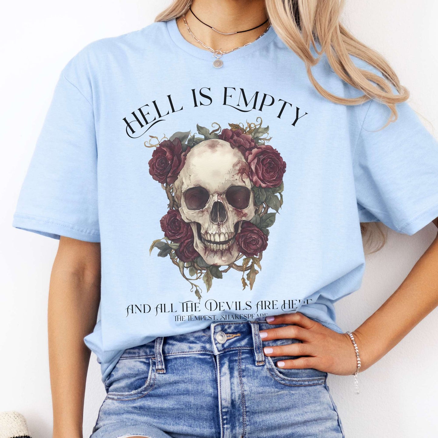 Hell Is Empty And All The Devils Are Here Shakespeare Shirt Light Blue / S T-Shirt The Mystic Eden Bookish Book Lovers
