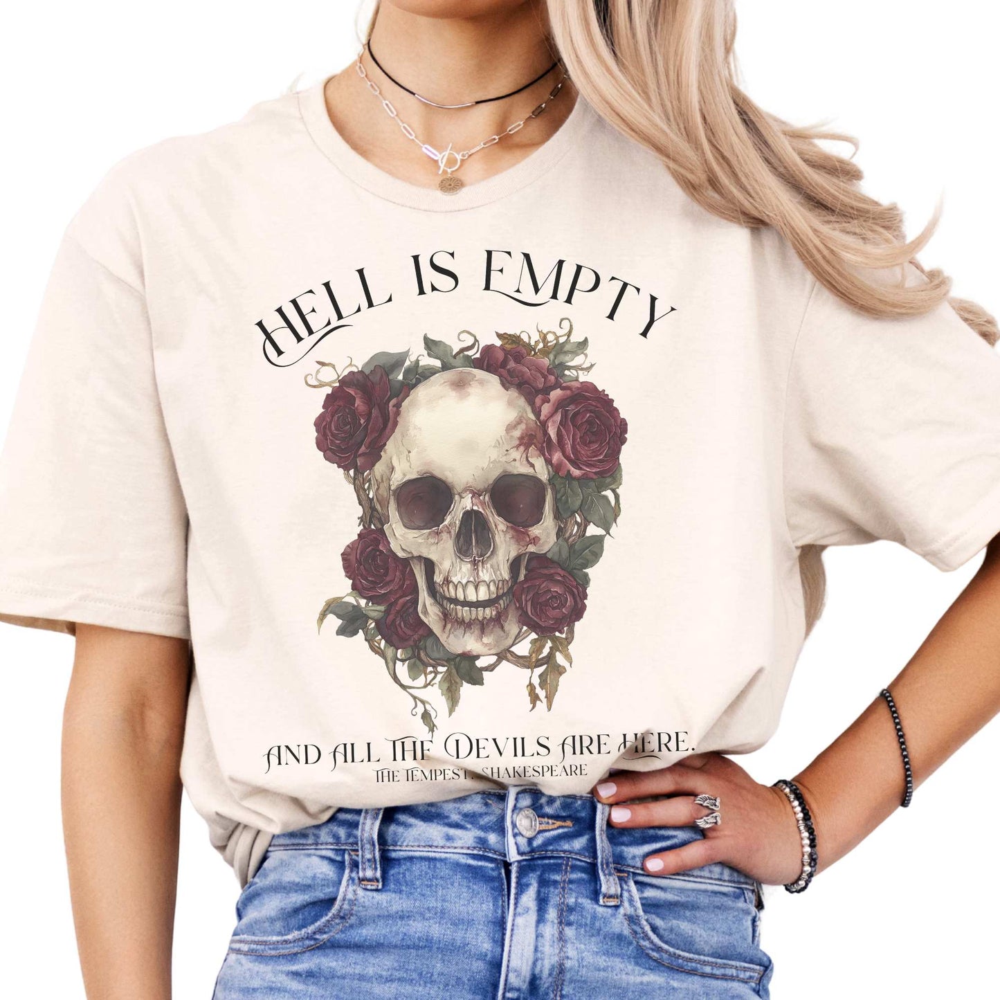 Hell Is Empty And All The Devils Are Here Shakespeare Shirt Natural / S T-Shirt The Mystic Eden Bookish Book Lovers