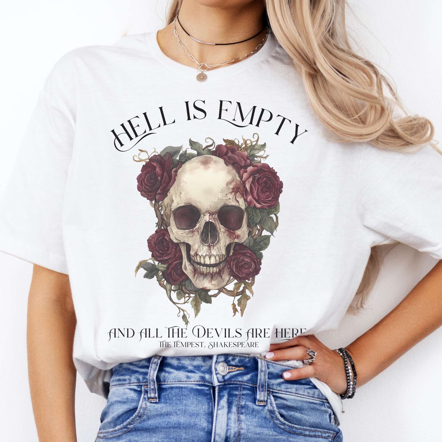 Hell Is Empty And All The Devils Are Here Shakespeare Shirt White / S T-Shirt The Mystic Eden Bookish Book Lovers